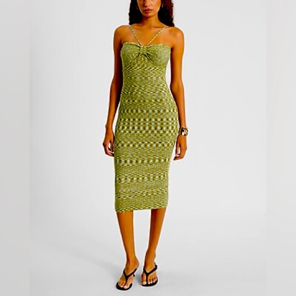 Space Dye Halter Neck Midi Sweater Dress NWT